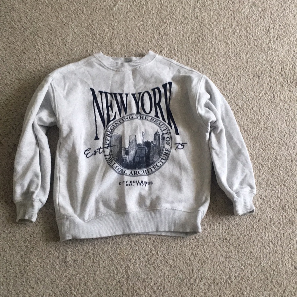 Zara Kids Grey and Navy Blue Long Sleeve Sweatshirt Size 11-12 CM 152